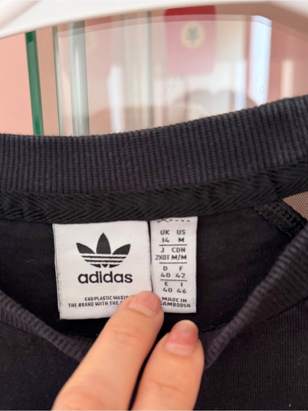 adidas Black Tee with White Trefoil and Stripes - Picture 3 of 3